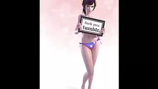 Topless D.Va Does a Cute Dance Saying Goodbye to Tumblr
