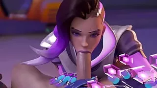 Widowmaker Sits Her Perfect Ass Down on a Big Cock in Reverse Cowgirl