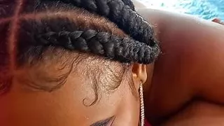 Hot ebony teen with a big ass and busty oiled up and fucked