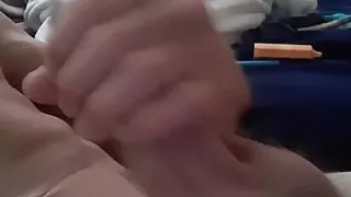 Handjob big white cock