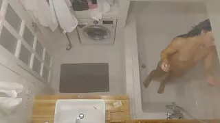 Captured my girl on tape stripping and showering in the hot tub