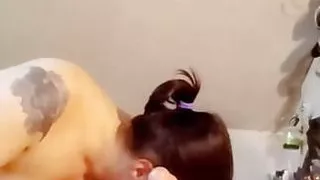 Thick PAWG Goth slut sucks cock and gets fucked