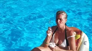 Hot housewife has fun on the water.