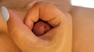 Sensual Cock And Balls Massage - Handjob Happy Ending Closeup Handjob With A Huge Load Of Cum. Slow Motion