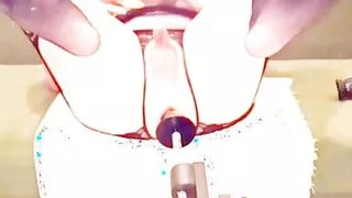 Trap80, Sissy slut gets a creampie from a sex machine and eats her own cum