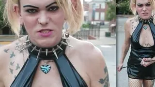 Sexy Goth Trans-Lesbian Public Spanking PDA Striptease