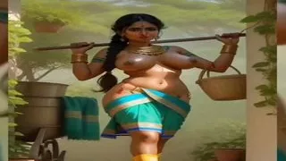Indian village sexy girl's Ai stable transformation