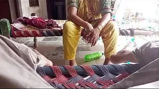 Servant Rahul caught his owner masturbating on phone then owner seema call her to