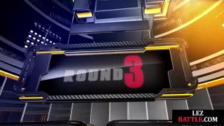 Lesbian Black and white wrestlers wrestling in public