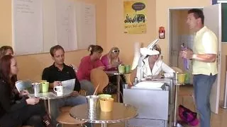 Sexy redhead German teen fucked in her wet pussy before getting warm cum from partner's cum