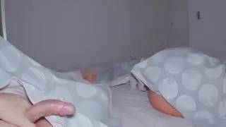 Stepmom and stepson shared bed in hotel and have sex . English subtitles