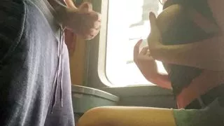 Nothing is too risky when you're excited. Risky wank  in a passenger train