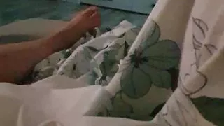 Step mom woke up step son with handjob his dick under blanket in hot summer