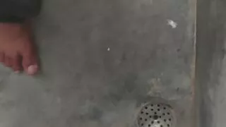 Pissing on the bathroom big cock