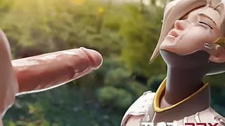 Mercy Takes Dick to the Back of the Throat Until It Gives Her a Facial.