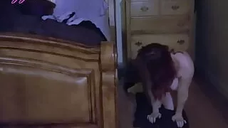 Horny Redhead Hotwife Wakes up Secretly Fucks BBC Dildo on the Side of Bed Doggystyle