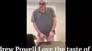 Andrew Powell eats his own cum!
