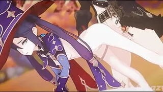 Mona from Genshin Impact Bent Over a Boulder and Fucked Doggy Style