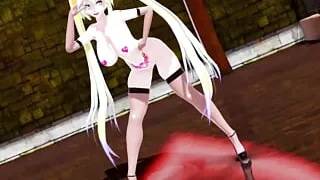 MMD R-18 Bass Knight THICC Miku Nude Version - Ecchy1994 - Blonde Hair Color Edit Smixix