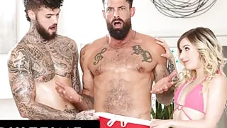 ADULT TIME - Fun-Size Blonde Minxx Marley Ends Her Bisexual Birthday 3-Way With CUM SWAPPING!