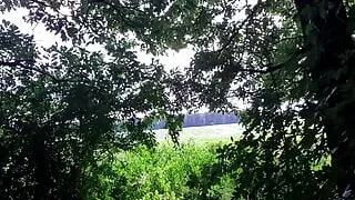 Barefoot nude wood walk