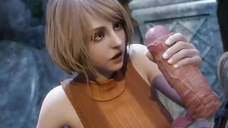 Ashley Graham from Resident Evil Gives a Delicate Handjob to a Massive Cock