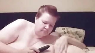 My girl massages my ass with a dildo in my ass and caresses my cock