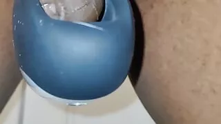 Horny Male's Vibrating Cock Leaks River Of Cum Handless