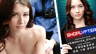 Fit Thief With Pierced Nipples Veronica Church Gaggs On Security Officer's Fat Dick - Shoplyfter