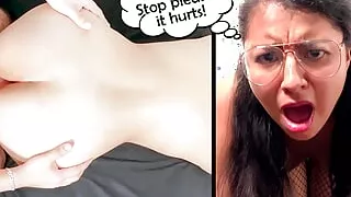 FIRST TIME ANAL! - Very painful anal surprise with a sexy 18 year old Latina college student.