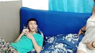 Stepsister enters my room very horny and fucks me while I talk to my girlfriend on the phone - Porn in Spanish