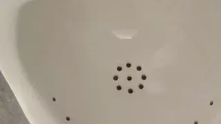 Small dick piss in bathroom