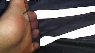 cum on own feet nylon