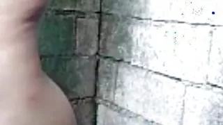 Young girl masturbates outside in public bathroom