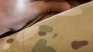 Shooting a hot load of creamy soldier cum all over my army pants