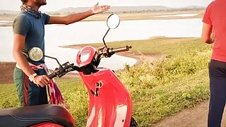 A College boy was returning form school in the evening when his electric Scooter stopped. The mechanic sugarcane field fuck