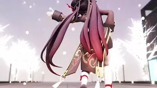 Genshin Impact - Hu Tao Squirt Dance + Gradual Undressing (3D HENTAI)