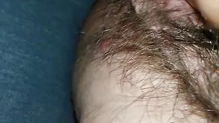 Extremely hairy pussy  filmed jerking off