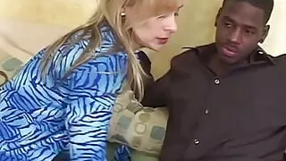 Lustful milf stops using her sex toys to seduce the black man into having sex