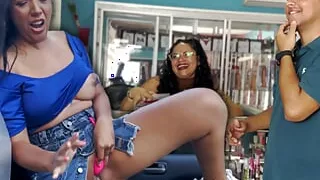 My boyfriend takes me to a sex shop and buys me a vibrator so that I masturbate in public