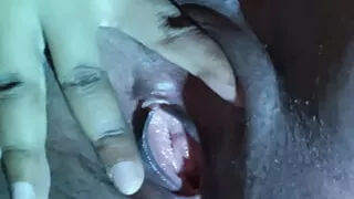 Stretching my ebony pussy with a new toy