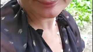 I caress myself in the woods and get surprised by a stranger I decide to suck him thoroughly like a good milf