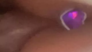 Cuckold husband films his wife riding with butt plug