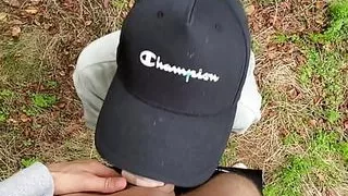 Twink step brother sucking my big cock in the forest and let cum on his cute face