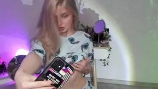 Hot blonde schoolgirl show behind the scens of naughty photoshoot