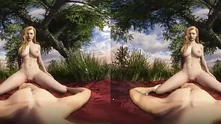 3D VR Pov, Big Tits Blond ride you cowgirl, in 3D animated VR