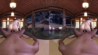 3D VR Pov, busty asian reverse cowgirl, 3D animation VR