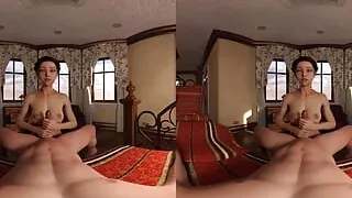3D VR Pov, tiny redhead handjob, 3D animation VR
