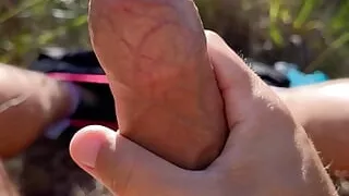 Uncut hairy Brit guy outdoor forest