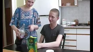 Redhead Milf fucks doggy style after shower